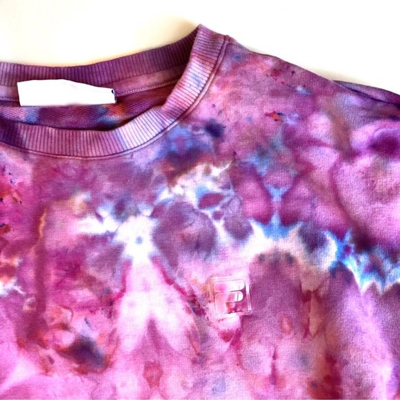 Fila Long Sleeve Crew Neck Custom Tie Dye Sweatshirt with Pockets - Picture 9 of 12